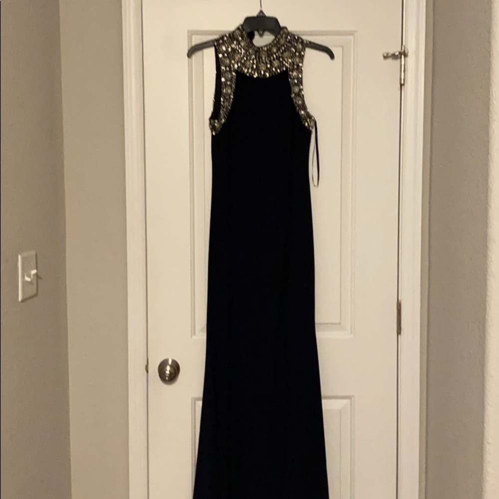 Size 6 Navy Blue Mermaid Gown with Split